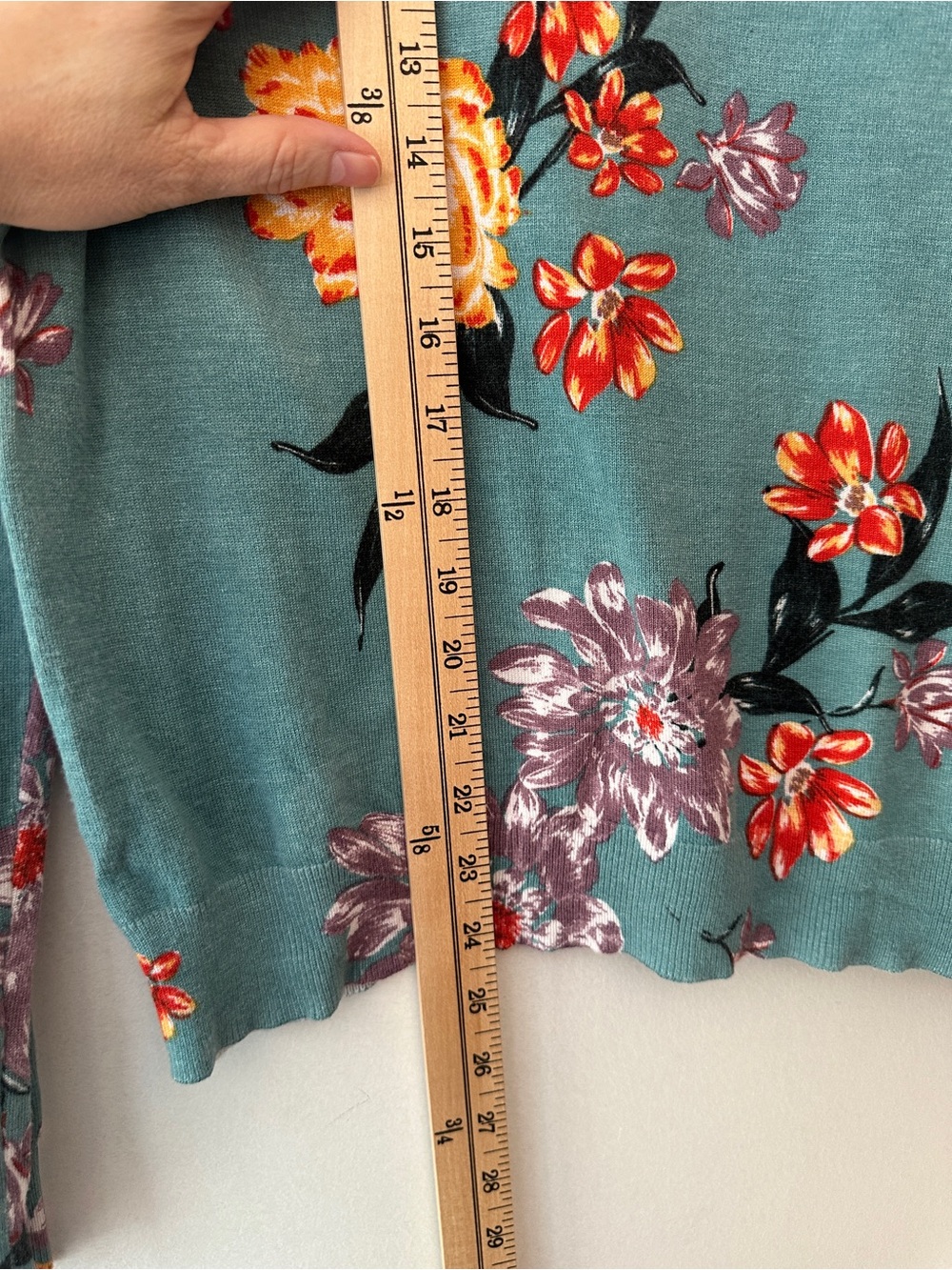 Daniel Rainn Teal Sweater with Multicolor Floral Accents viscose blend - Picture 4 of 7